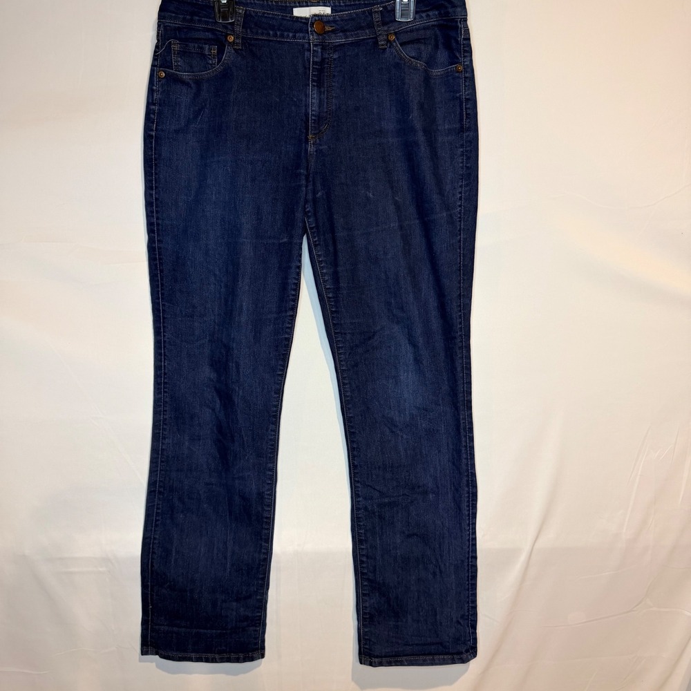 Ann Taylor Loft Womens Dark Wash Straight Leg Denim Jeans Indigo